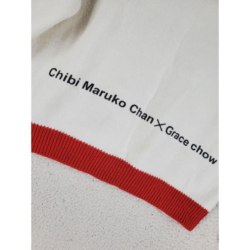Grace Chow x Chibi Maruko Chan Knit Sweater Japanese Womens S Ivory White Red LS - Picture 9 of 11